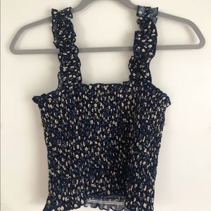 Ditsy floral frill trimmed top